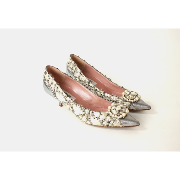 Moschino fuzzy diamond pearl pointed toe pumps - Picture 1 of 8